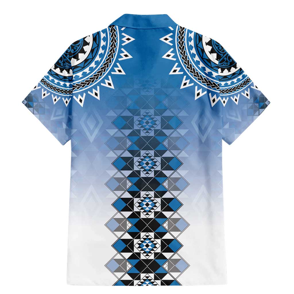 New Zealand Family Matching Mermaid Dress and Hawaiian Shirt Poutama Mix Blue Taniko Inspired Art LT05 - Polynesian Pride