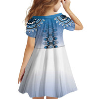 New Zealand Family Matching Short Sleeve Bodycon Dress and Hawaiian Shirt Poutama Mix Blue Taniko Inspired Art LT05 - Polynesian Pride