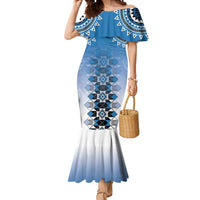 New Zealand Mermaid Dress Poutama Mix Blue Taniko Inspired Art LT05 Women Blue - Polynesian Pride