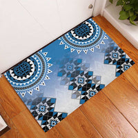 New Zealand Rubber Doormat Poutama Mix Blue Taniko Inspired Art LT05