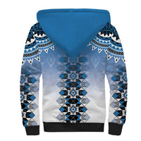 New Zealand Sherpa Hoodie Poutama Mix Blue Taniko Inspired Art LT05 - Polynesian Pride