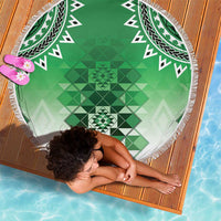 New Zealand Beach Blanket Poutama Mix Green Taniko Inspired Art LT05 - Polynesian Pride