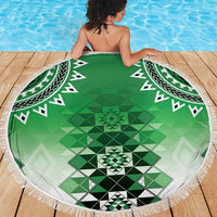 New Zealand Beach Blanket Poutama Mix Green Taniko Inspired Art LT05 - Polynesian Pride