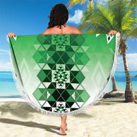 New Zealand Beach Blanket Poutama Mix Green Taniko Inspired Art LT05 - Polynesian Pride