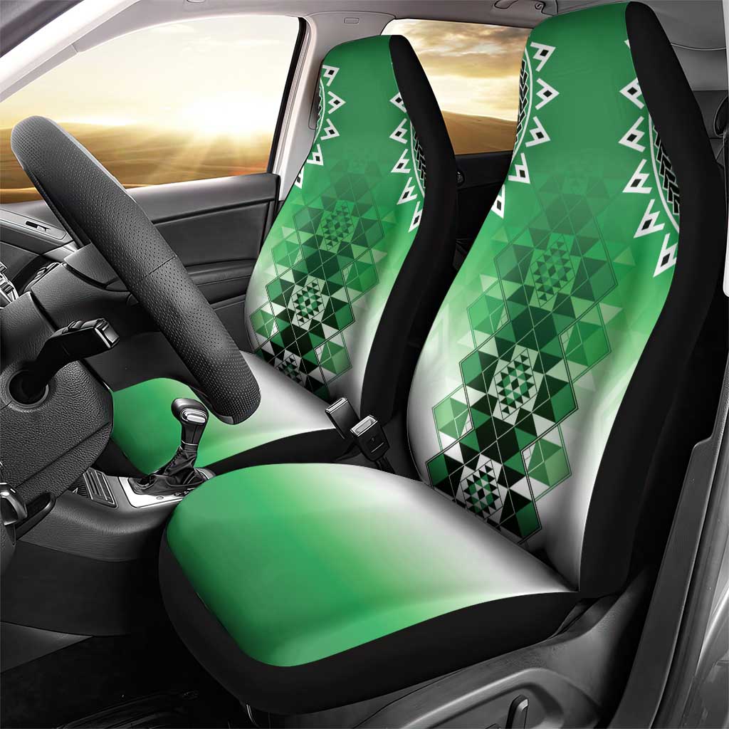 New Zealand Car Seat Cover Poutama Mix Green Taniko Inspired Art LT05 - Polynesian Pride