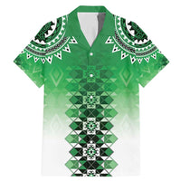 New Zealand Family Matching Mermaid Dress and Hawaiian Shirt Poutama Mix Green Taniko Inspired Art LT05 Dad's Shirt - Short Sleeve Green - Polynesian Pride