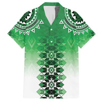 New Zealand Family Matching Short Sleeve Bodycon Dress and Hawaiian Shirt Poutama Mix Green Taniko Inspired Art LT05 Dad's Shirt - Short Sleeve Green - Polynesian Pride