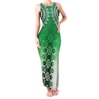 New Zealand Family Matching Tank Maxi Dress and Hawaiian Shirt Poutama Mix Green Taniko Inspired Art LT05 Mom's Dress Green - Polynesian Pride