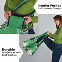 New Zealand Grocery Bag Poutama Mix Green Taniko Inspired Art