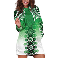 New Zealand Hoodie Dress Poutama Mix Green Taniko Inspired Art LT05 Green - Polynesian Pride