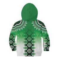 New Zealand Kid Hoodie Poutama Mix Green Taniko Inspired Art LT05 - Polynesian Pride