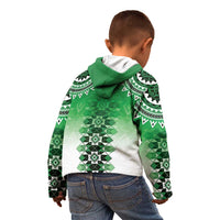 New Zealand Kid Hoodie Poutama Mix Green Taniko Inspired Art LT05 - Polynesian Pride