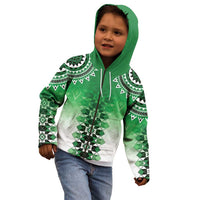 New Zealand Kid Hoodie Poutama Mix Green Taniko Inspired Art LT05 - Polynesian Pride