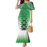 New Zealand Mermaid Dress Poutama Mix Green Taniko Inspired Art LT05 Women Green - Polynesian Pride