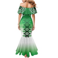 New Zealand Mermaid Dress Poutama Mix Green Taniko Inspired Art LT05 - Polynesian Pride