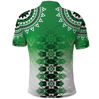 New Zealand Polo Shirt Poutama Mix Green Taniko Inspired Art LT05 - Polynesian Pride