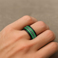 New Zealand Spinner Ring Poutama Mix Green Taniko Inspired Art - Polynesian Pride