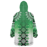 New Zealand Wearable Blanket Hoodie Poutama Mix Green Taniko Inspired Art LT05 - Polynesian Pride