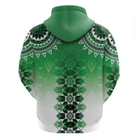 New Zealand Zip Hoodie Poutama Mix Green Taniko Inspired Art LT05 - Polynesian Pride