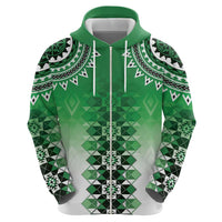 New Zealand Zip Hoodie Poutama Mix Green Taniko Inspired Art LT05 - Polynesian Pride