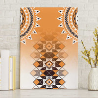 New Zealand Canvas Wall Art Poutama Mix Orange Taniko Inspired Art LT05 Without Frame Orange - Polynesian Pride