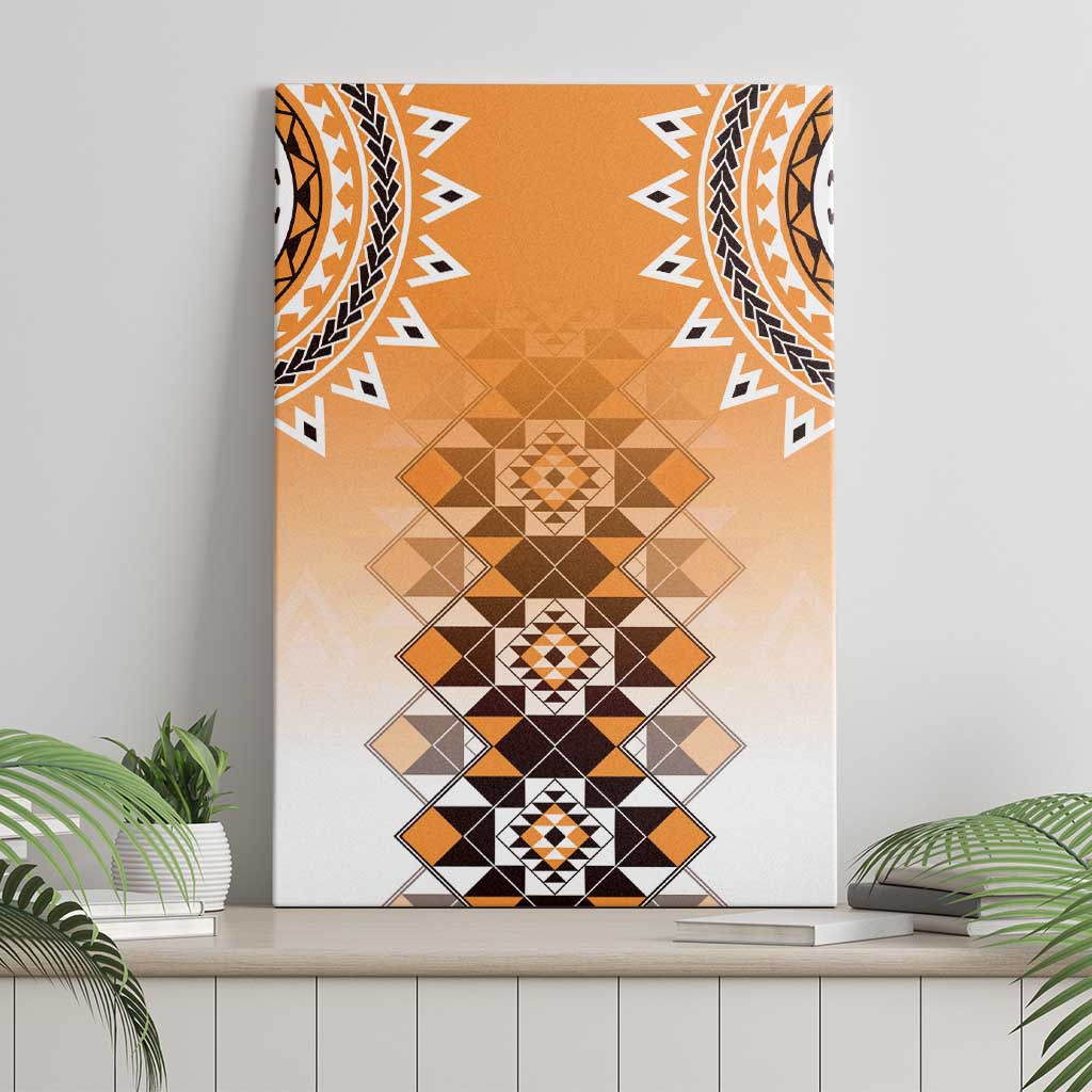 New Zealand Canvas Wall Art Poutama Mix Orange Taniko Inspired Art LT05 - Polynesian Pride