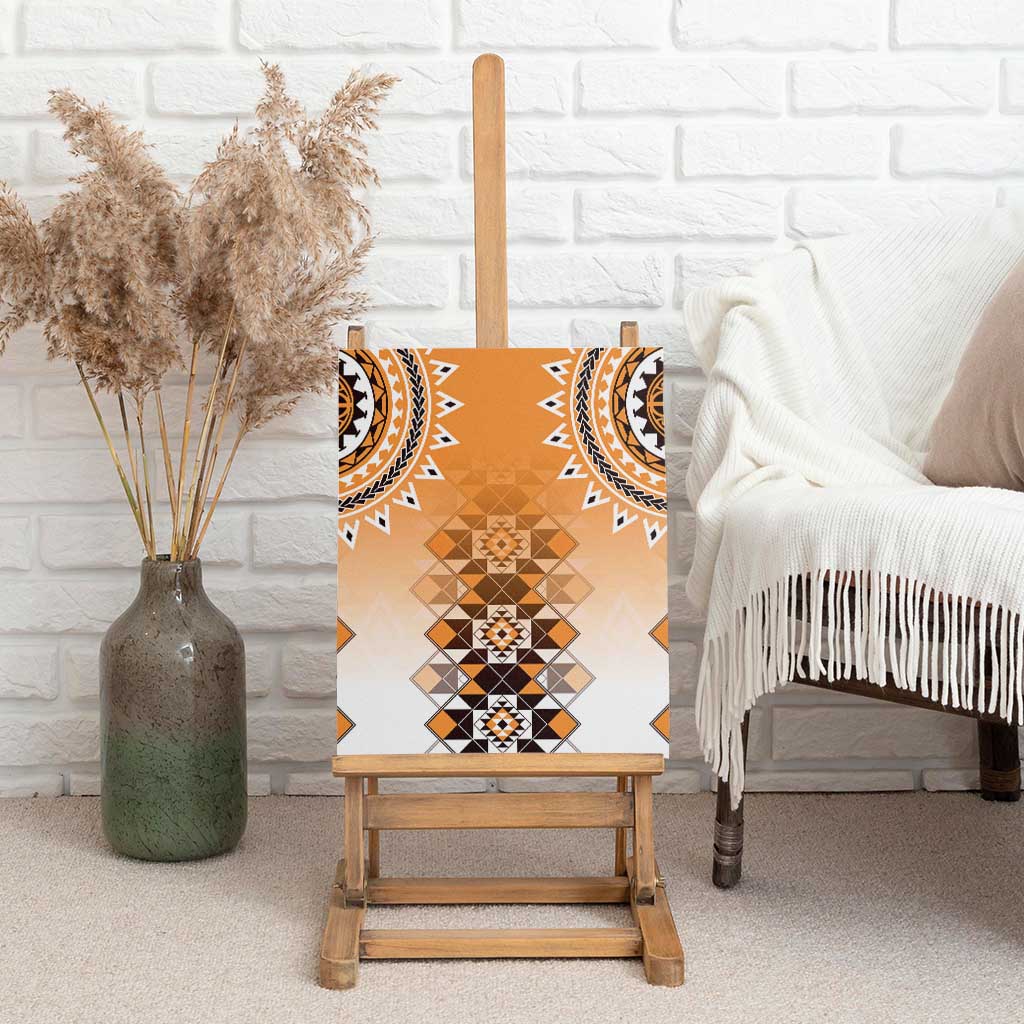 New Zealand Canvas Wall Art Poutama Mix Orange Taniko Inspired Art LT05 - Polynesian Pride