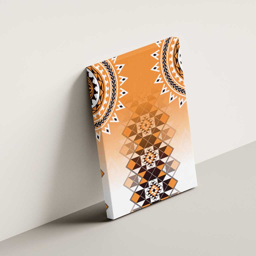 New Zealand Canvas Wall Art Poutama Mix Orange Taniko Inspired Art LT05 - Polynesian Pride