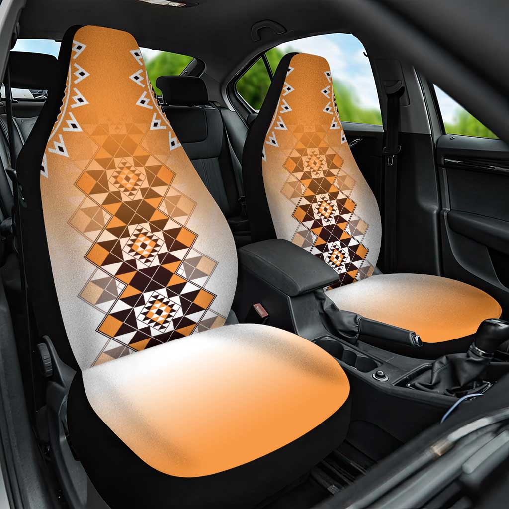 New Zealand Car Seat Cover Poutama Mix Orange Taniko Inspired Art LT05 One Size Orange - Polynesian Pride