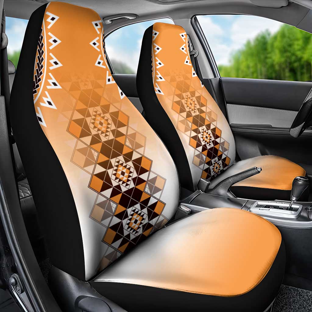 New Zealand Car Seat Cover Poutama Mix Orange Taniko Inspired Art LT05 - Polynesian Pride