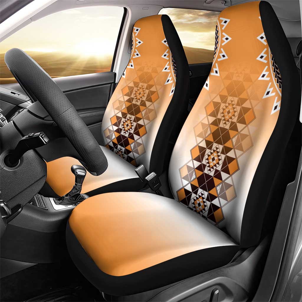 New Zealand Car Seat Cover Poutama Mix Orange Taniko Inspired Art LT05 - Polynesian Pride