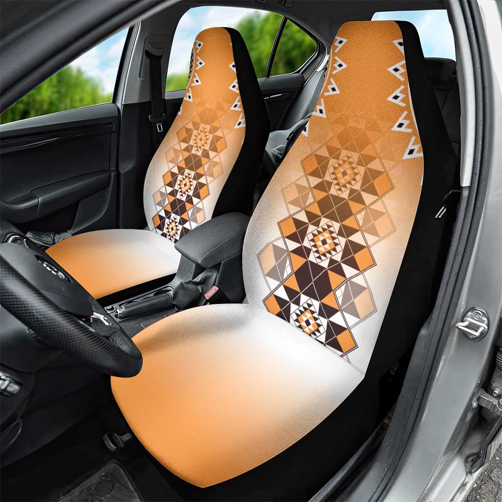 New Zealand Car Seat Cover Poutama Mix Orange Taniko Inspired Art LT05 - Polynesian Pride