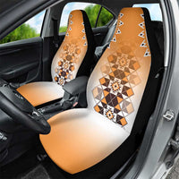New Zealand Car Seat Cover Poutama Mix Orange Taniko Inspired Art LT05 - Polynesian Pride