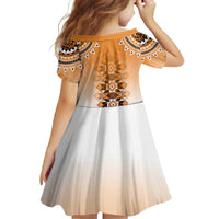 New Zealand Family Matching Off The Shoulder Long Sleeve Dress and Hawaiian Shirt Poutama Mix Orange Taniko Inspired Art LT05 - Polynesian Pride