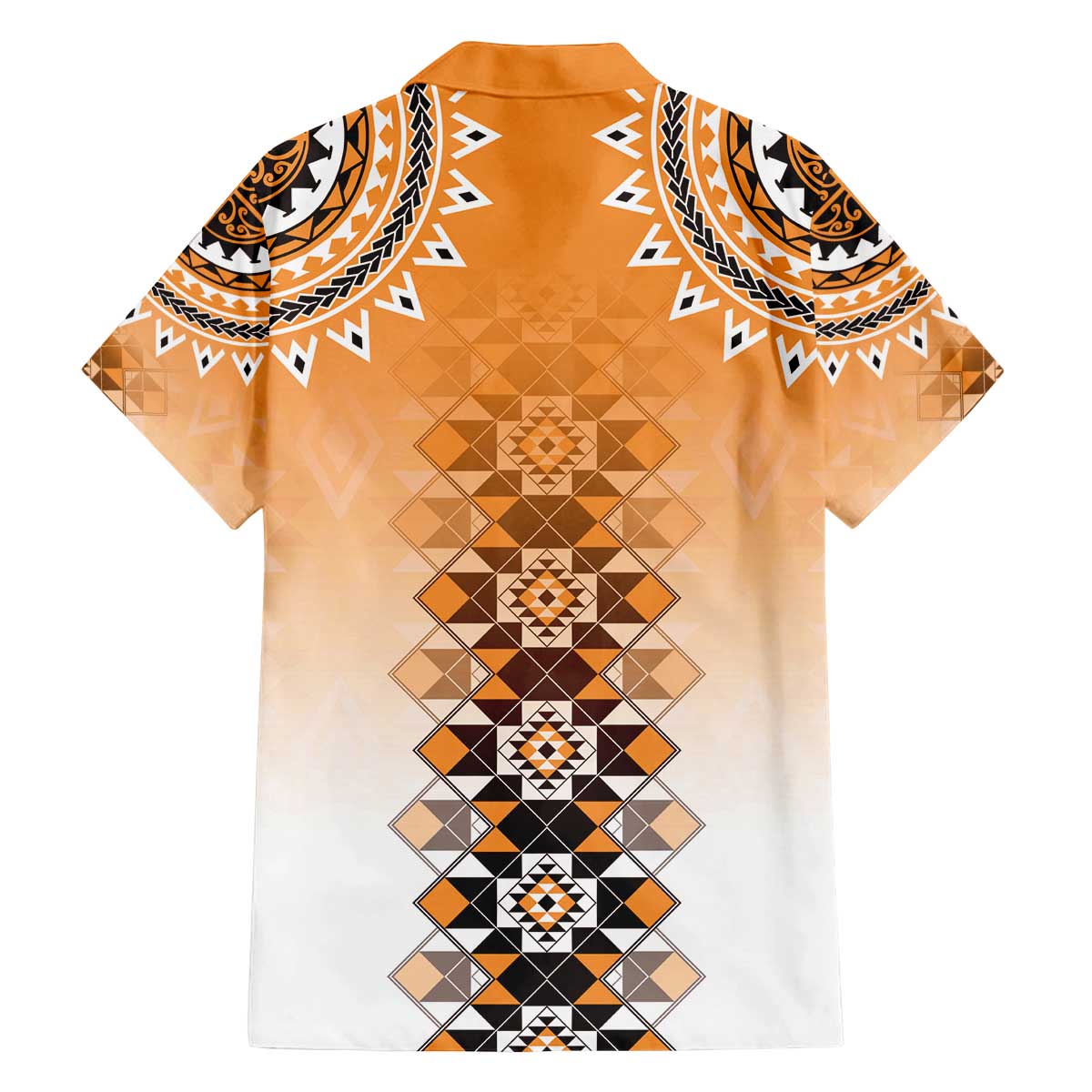 New Zealand Family Matching Off The Shoulder Long Sleeve Dress and Hawaiian Shirt Poutama Mix Orange Taniko Inspired Art LT05 - Polynesian Pride
