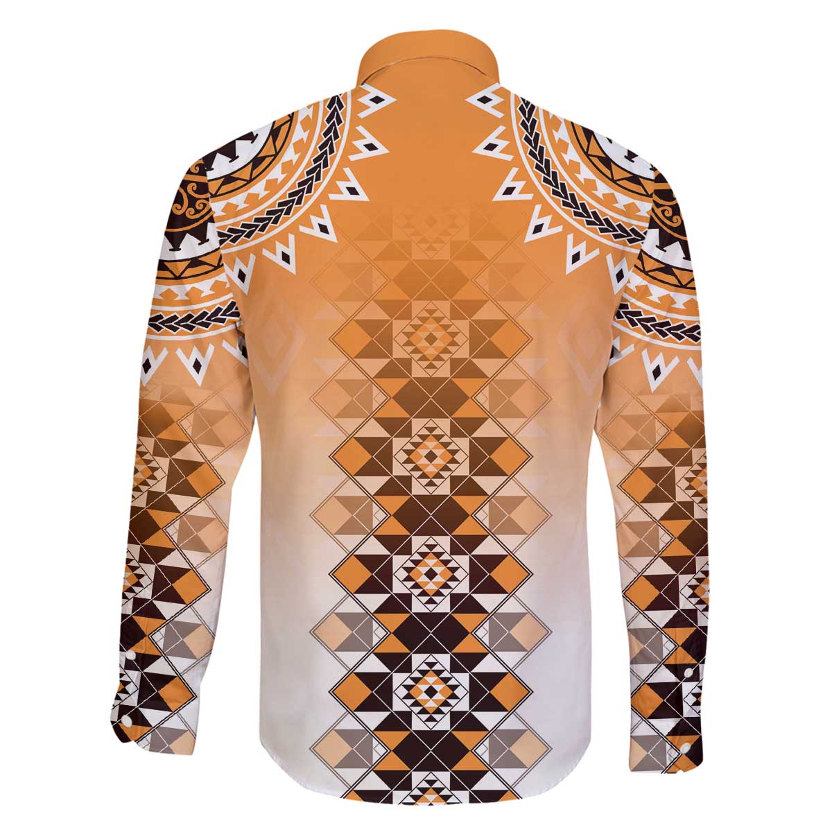 New Zealand Family Matching Off The Shoulder Long Sleeve Dress and Hawaiian Shirt Poutama Mix Orange Taniko Inspired Art LT05 - Polynesian Pride