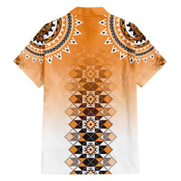 New Zealand Family Matching Summer Maxi Dress and Hawaiian Shirt Poutama Mix Orange Taniko Inspired Art LT05 - Polynesian Pride