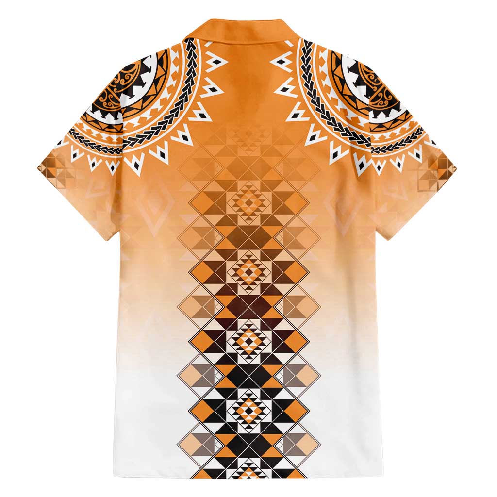 New Zealand Family Matching Tank Maxi Dress and Hawaiian Shirt Poutama Mix Orange Taniko Inspired Art LT05 - Polynesian Pride