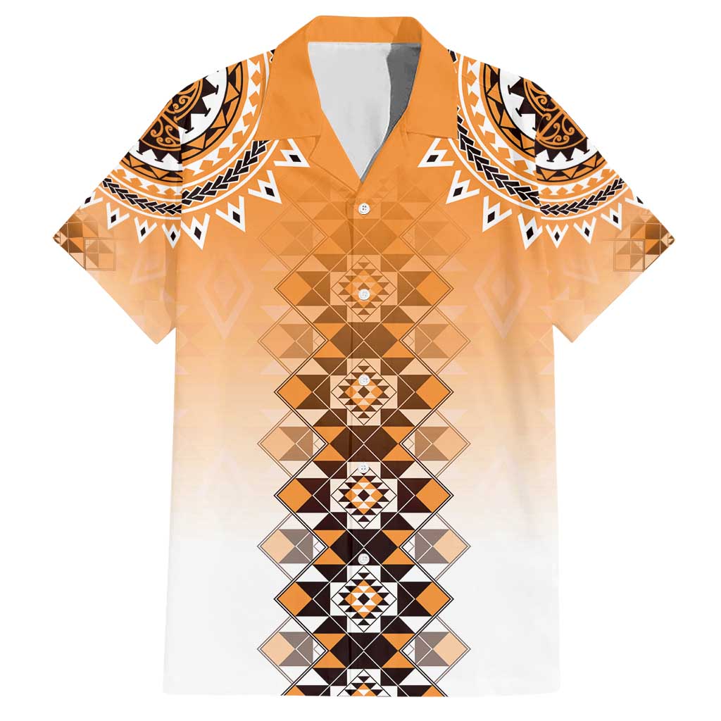 New Zealand Hawaiian Shirt Poutama Mix Orange Taniko Inspired Art LT05 Orange - Polynesian Pride