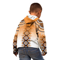 New Zealand Kid Hoodie Poutama Mix Orange Taniko Inspired Art LT05 - Polynesian Pride