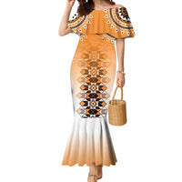 New Zealand Mermaid Dress Poutama Mix Orange Taniko Inspired Art LT05 Women Orange - Polynesian Pride