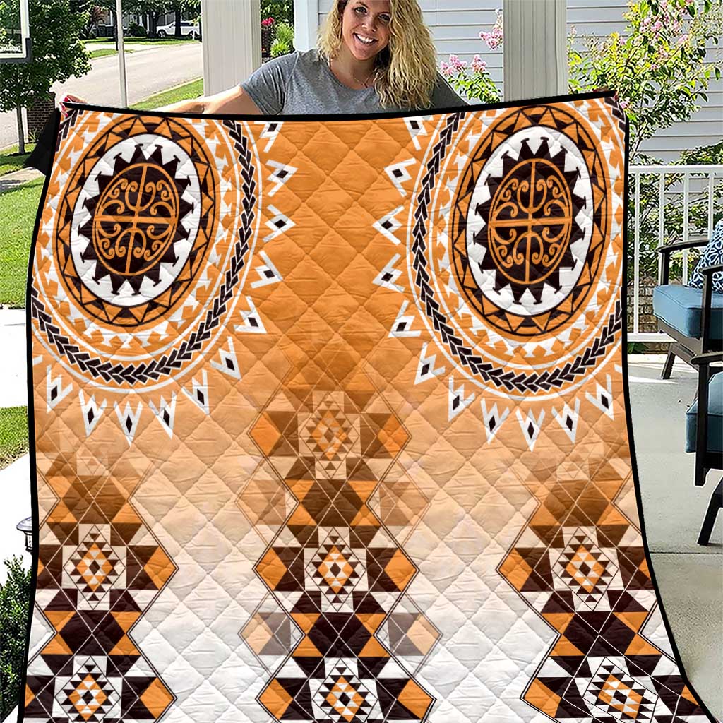 New Zealand Quilt Poutama Mix Orange Taniko Inspired Art LT05 Orange - Polynesian Pride