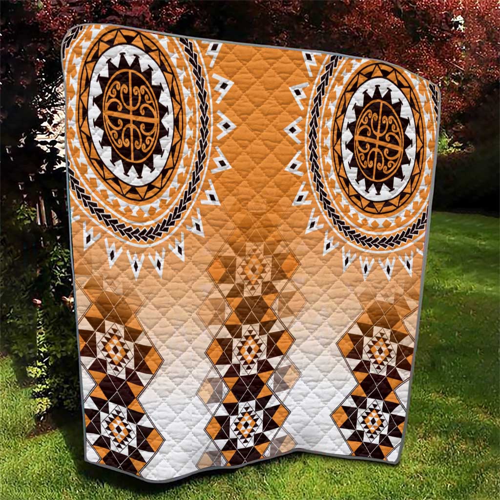 New Zealand Quilt Poutama Mix Orange Taniko Inspired Art LT05 - Polynesian Pride