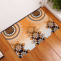New Zealand Rubber Doormat Poutama Mix Orange Taniko Inspired Art LT05