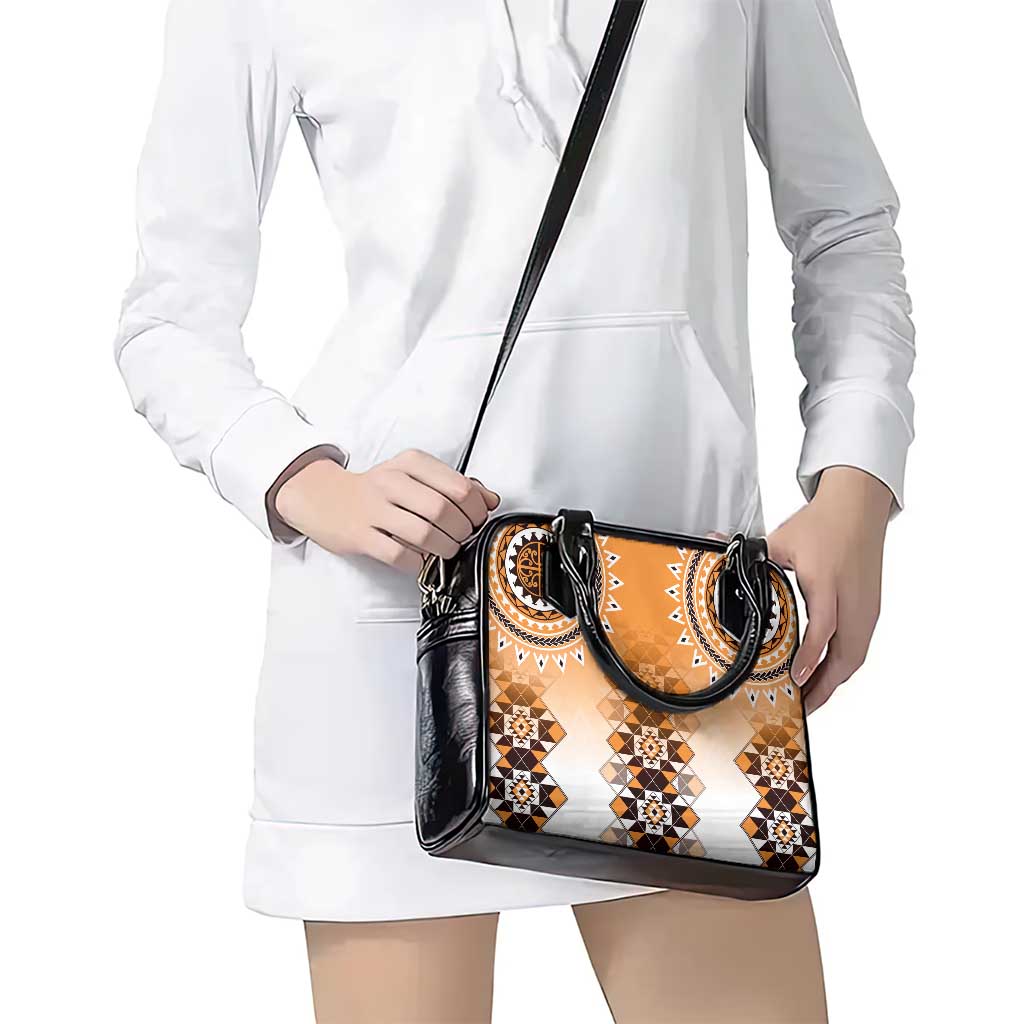 New Zealand Shoulder Handbag Poutama Mix Orange Taniko Inspired Art LT05