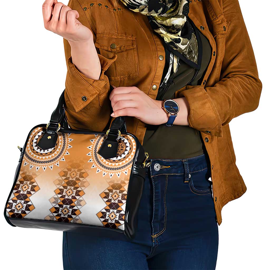 New Zealand Shoulder Handbag Poutama Mix Orange Taniko Inspired Art LT05
