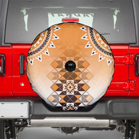 New Zealand Spare Tire Cover Poutama Mix Orange Taniko Inspired Art LT05 - Polynesian Pride