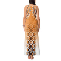 New Zealand Tank Maxi Dress Poutama Mix Orange Taniko Inspired Art LT05 - Polynesian Pride