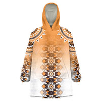 New Zealand Wearable Blanket Hoodie Poutama Mix Orange Taniko Inspired Art LT05 One Size Orange - Polynesian Pride