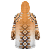New Zealand Wearable Blanket Hoodie Poutama Mix Orange Taniko Inspired Art LT05 - Polynesian Pride